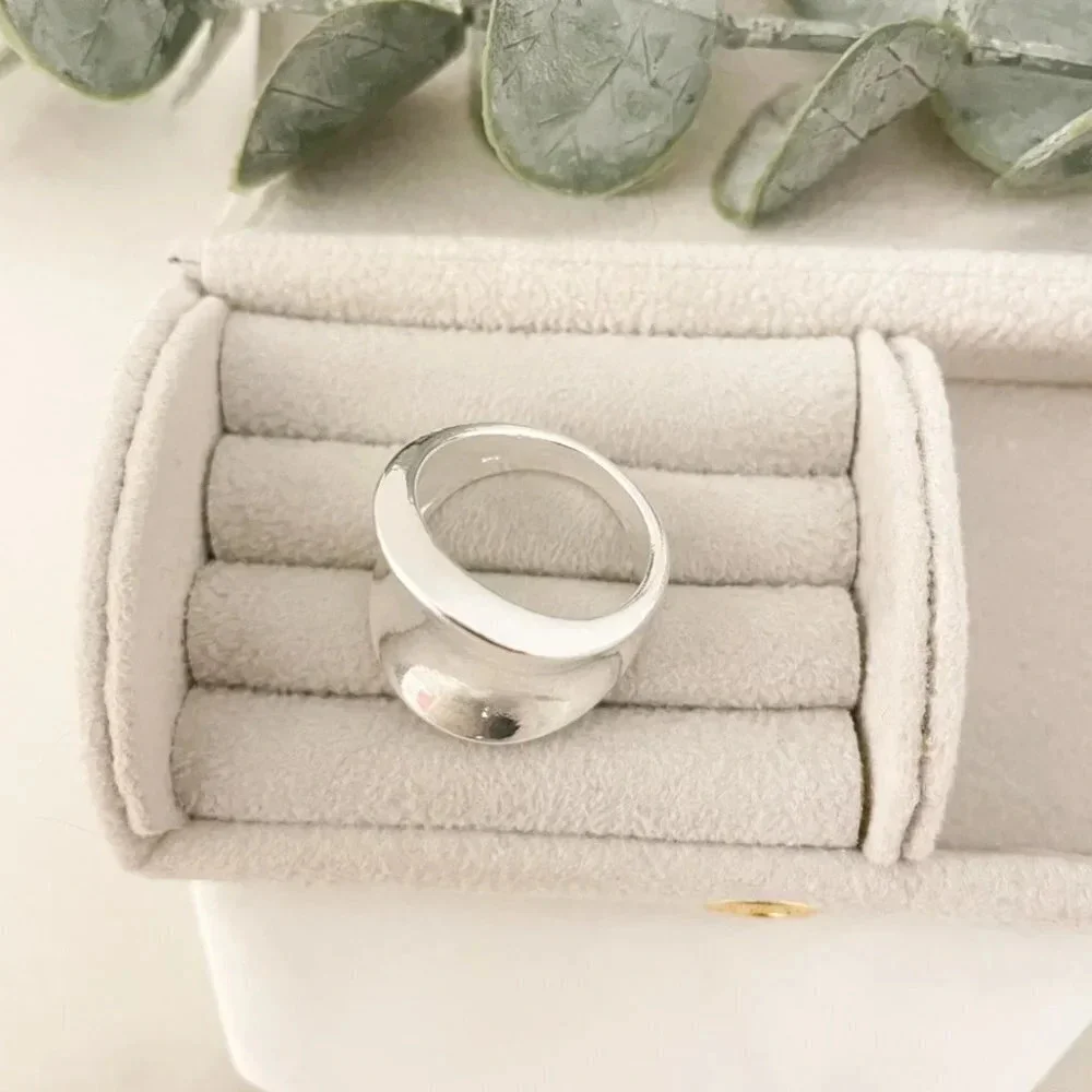 925 Sterling Silver Chunky Silver Ring Thick Wide Ring Band Statement Ring